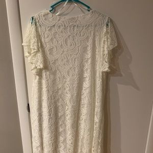 White lace flutter sleeve dress